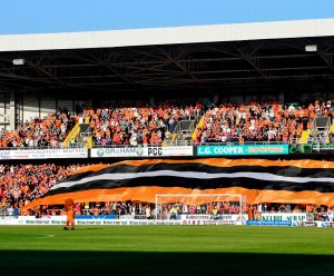 Dundee United fans with giant flag